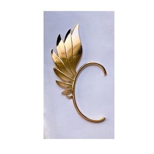Women Unisex Single Left Ear Cuff Earring 1 Piece Feathered Metal Gold Tone NWOT